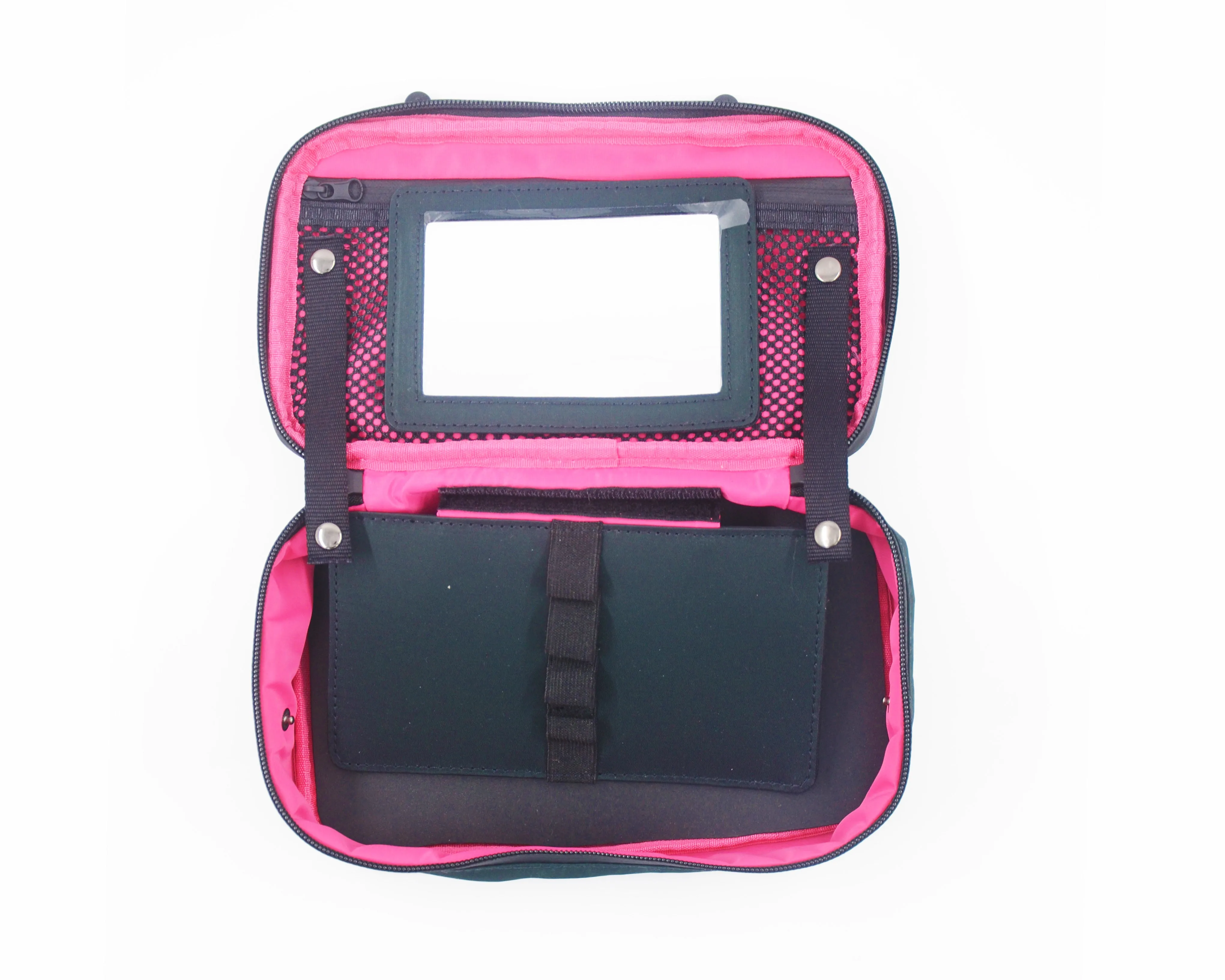 <A 001d1> Fungolia Premium 3-in-1 Toiletry Kit (Charcoal/Shocking Pink)