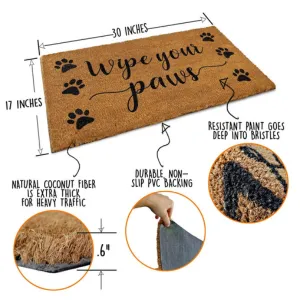 MAINEVENT Coir Welcome Mat - Wipe Your Paws 30 x 17 Inch