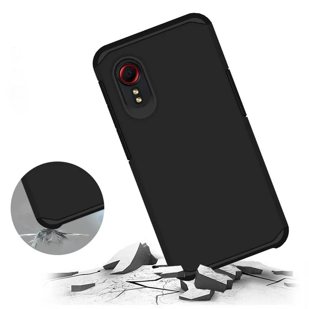 Matte Tough Protective Hybrid Case Cover for Samsung Galaxy XCover 7 - Black