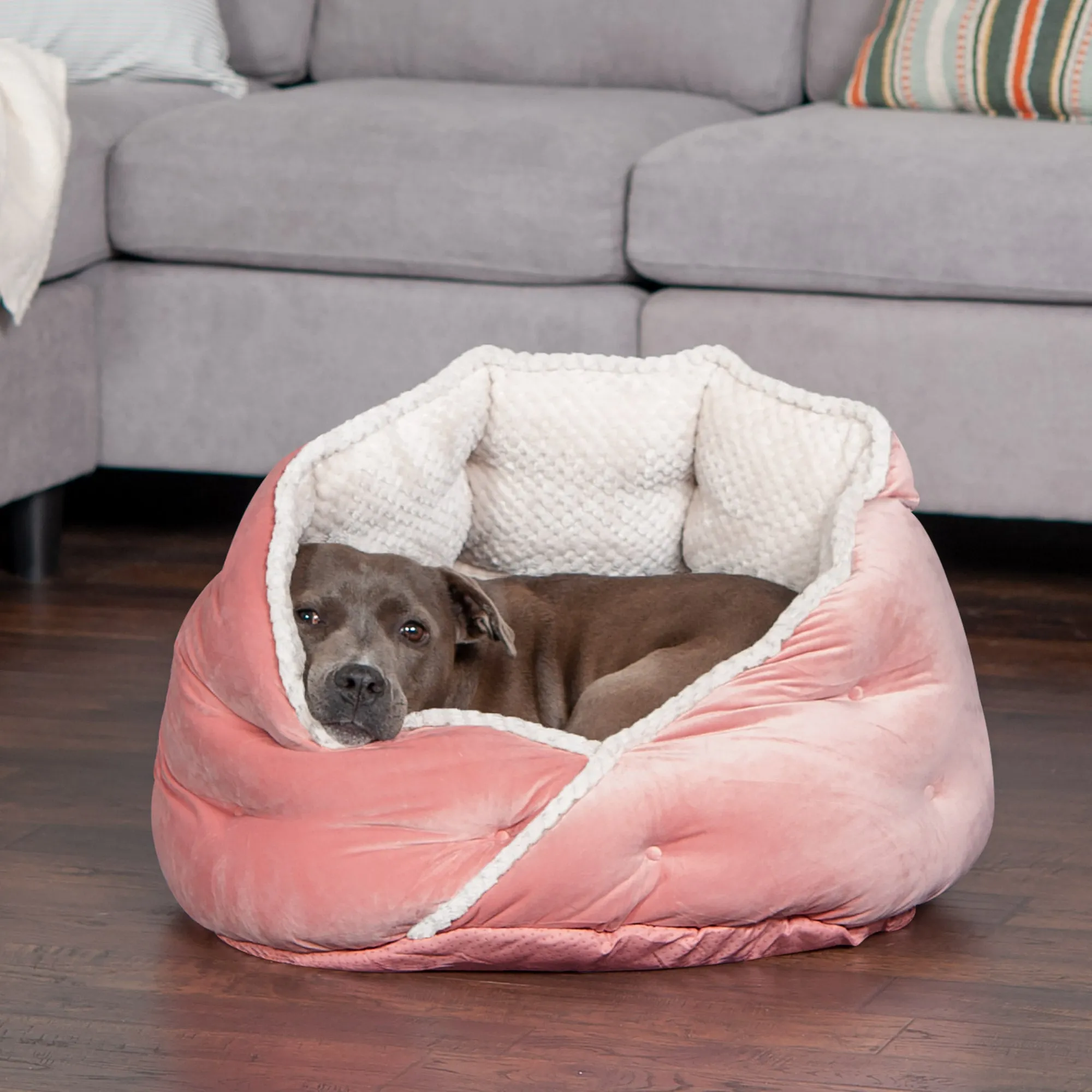 Minky Faux Fur & Velvet Hug Pet Bed