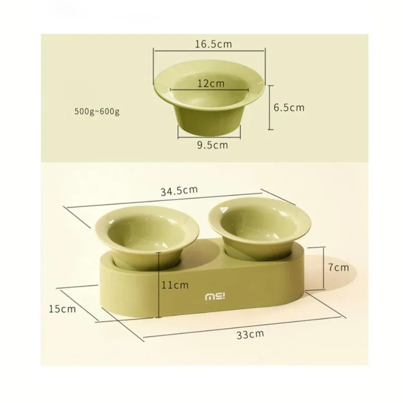 MS Designer Series Dual Ceramic Pet Bowls with Detachable Stand