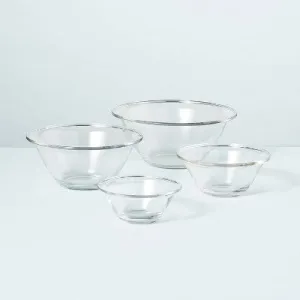 New - 4pc Glass Mixing Bowl Set Clear - Hearth & Hand with Magnolia