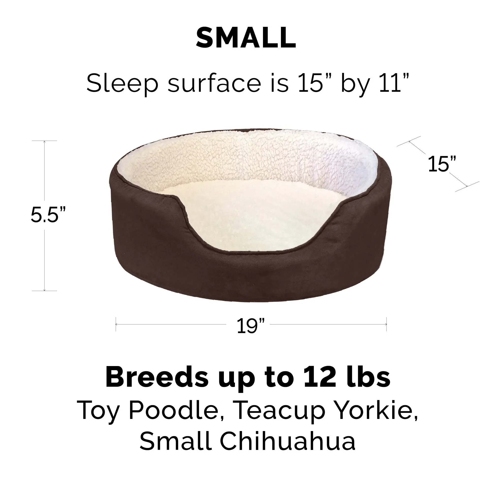 Oval Dog Bed - Faux Sheepskin & Suede