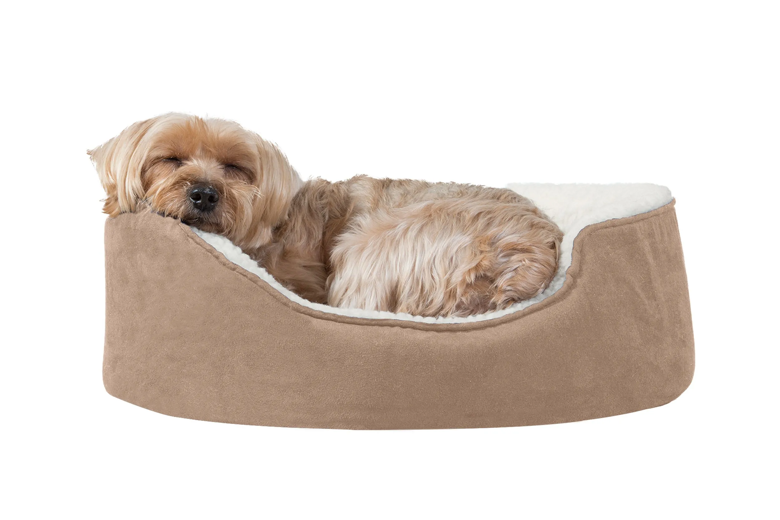 Oval Dog Bed - Faux Sheepskin & Suede