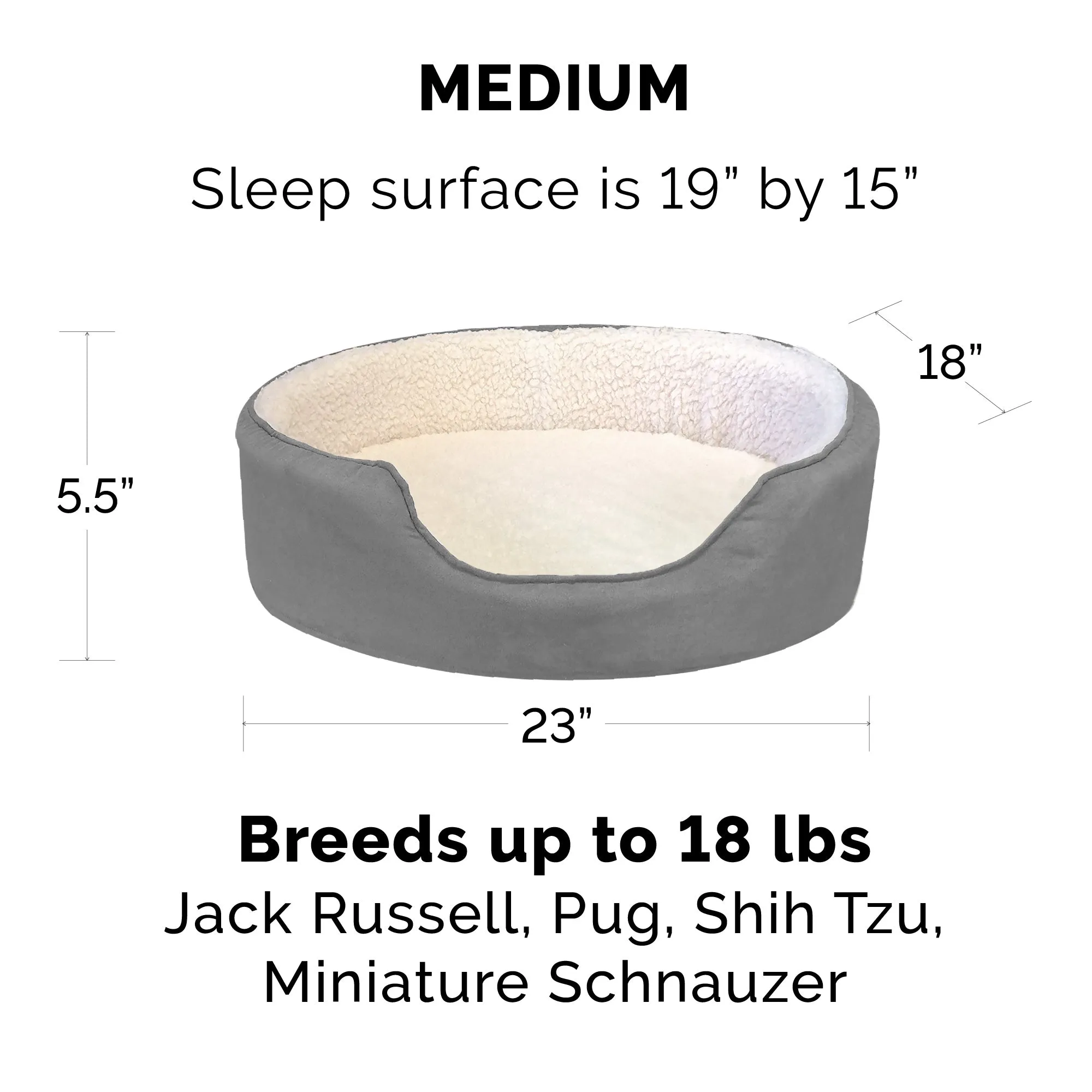 Oval Dog Bed - Faux Sheepskin & Suede