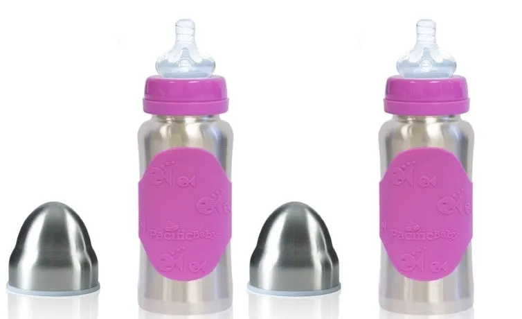 Pacific Baby Hot-Tot Stainless Steel Insulated 7 oz Infant Baby Eco Feeding Bottle - 2 Pack