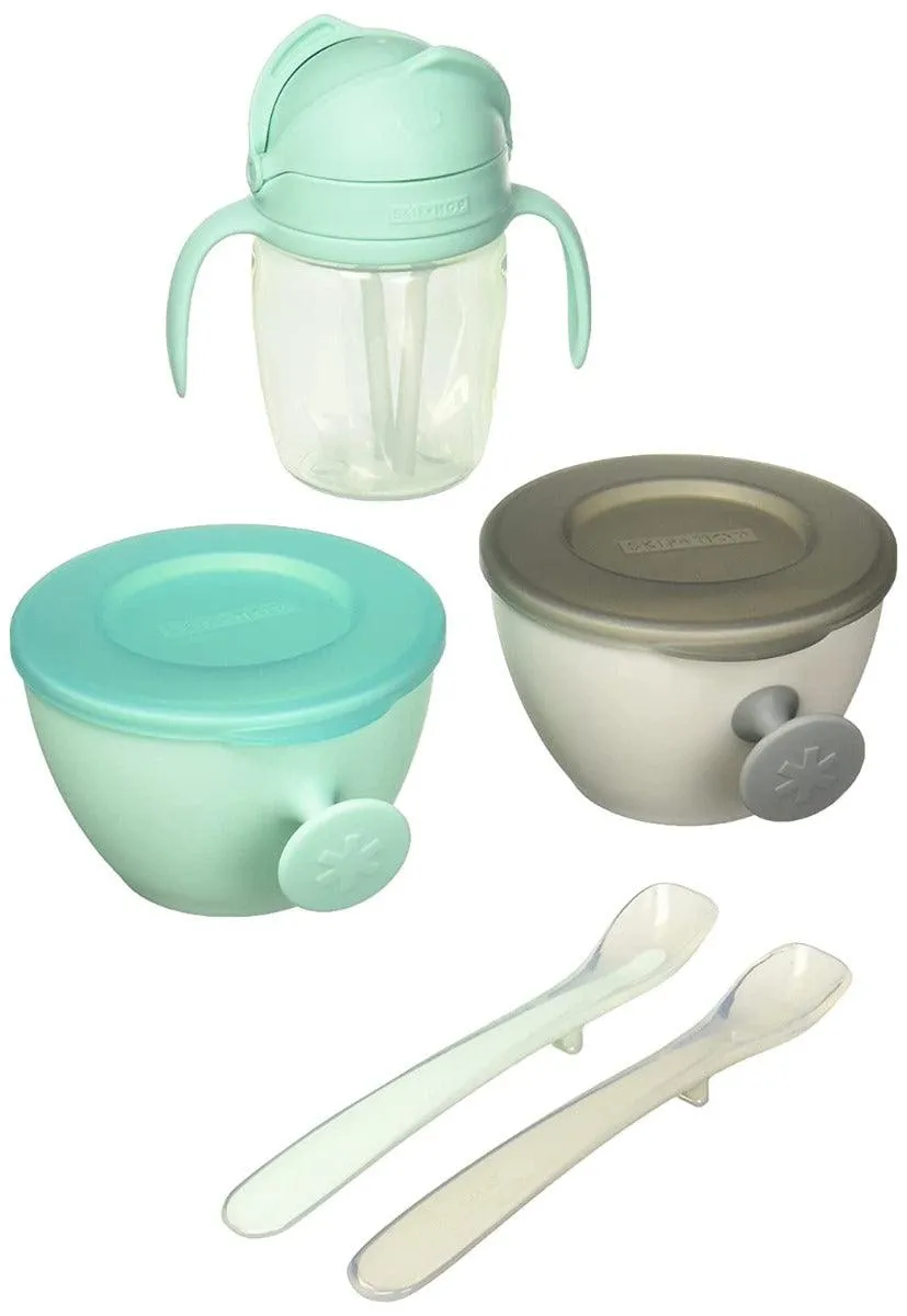 Skip Hop Easy-Feed Mealtime Set Teal-Grey - Weaning Accessory For Ages 0-3 Years