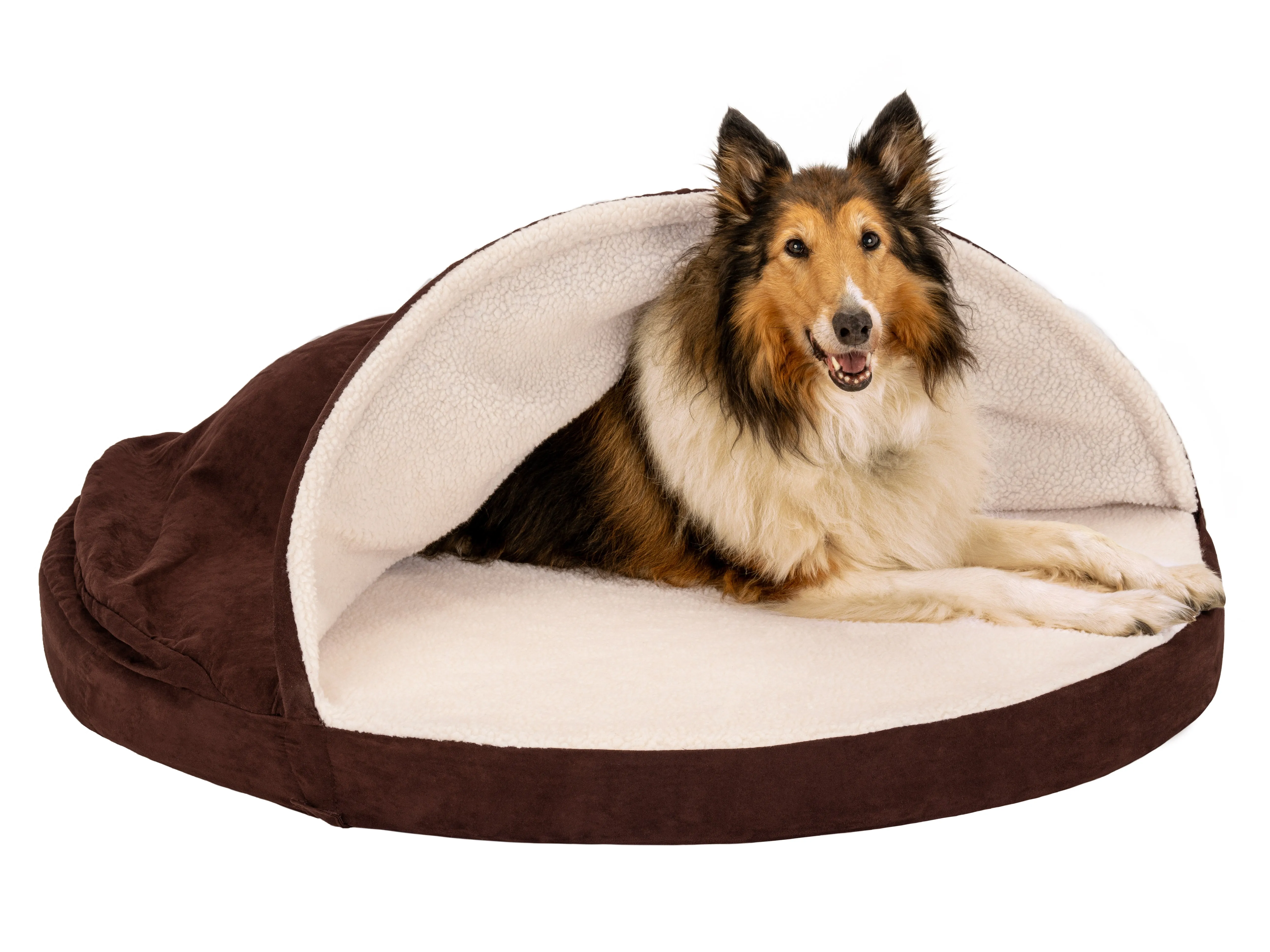 Snuggery Burrow Dog Bed - Faux Sheepskin