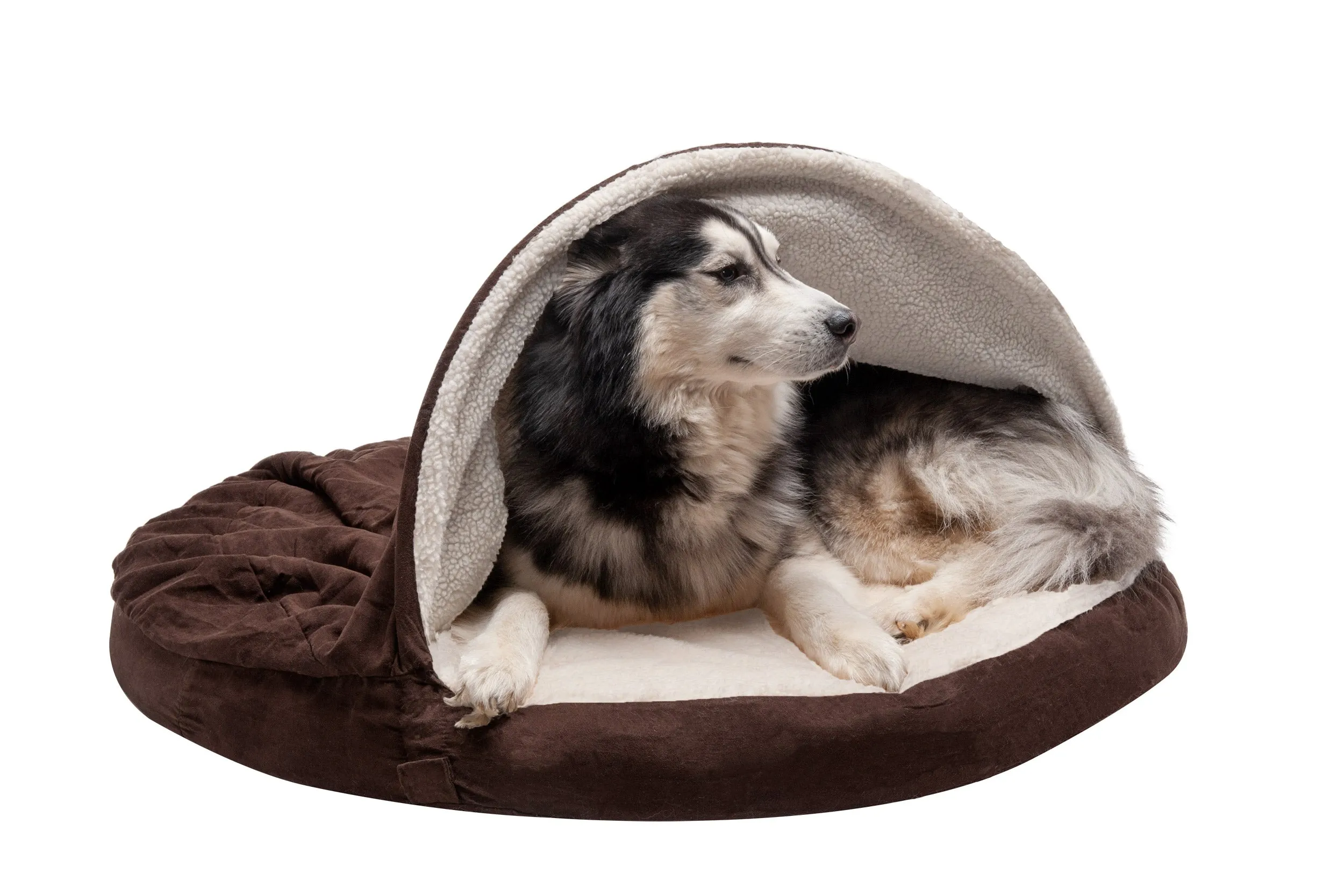 Snuggery Burrow Dog Bed - Faux Sheepskin