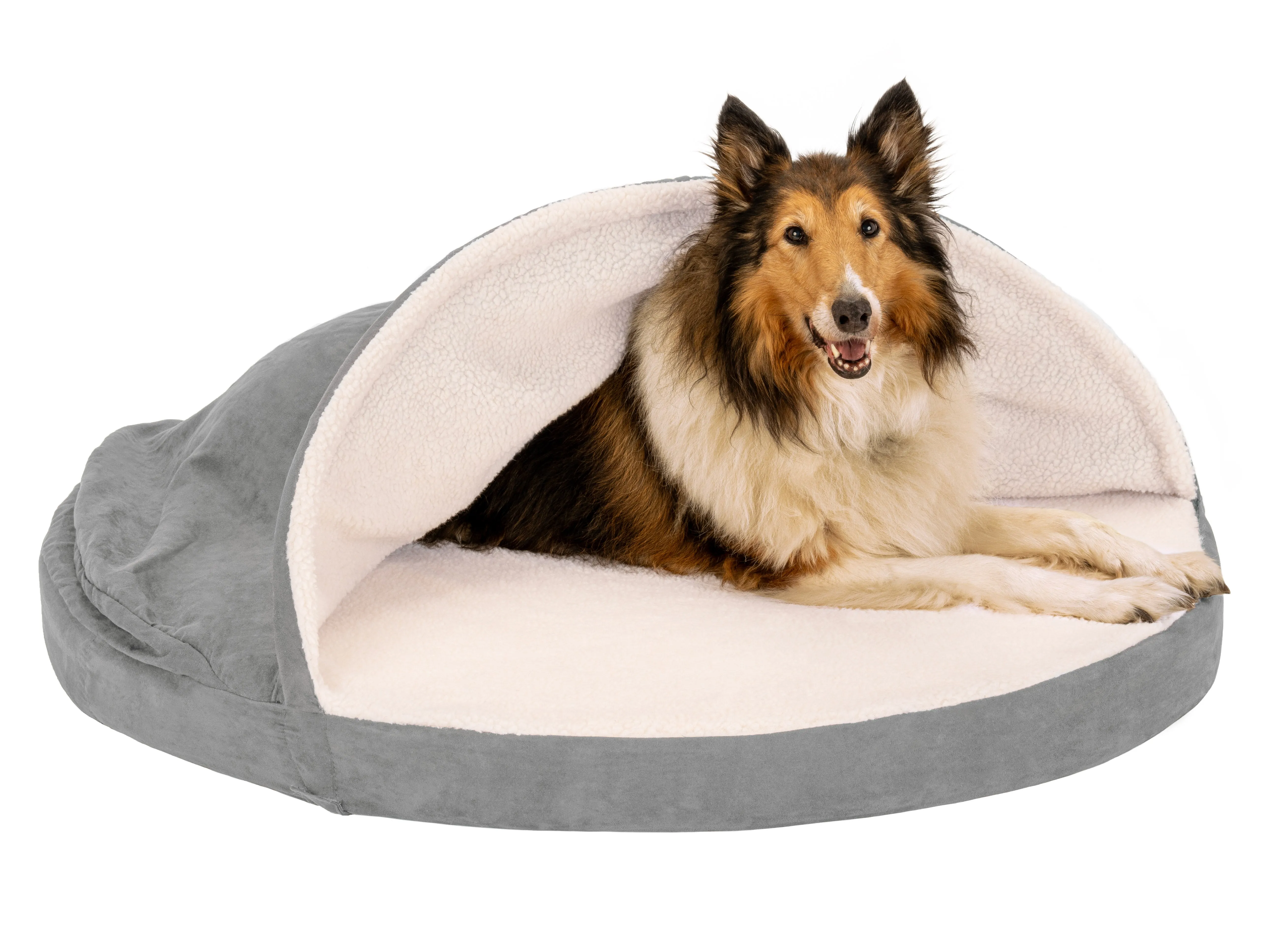 Snuggery Burrow Dog Bed - Faux Sheepskin