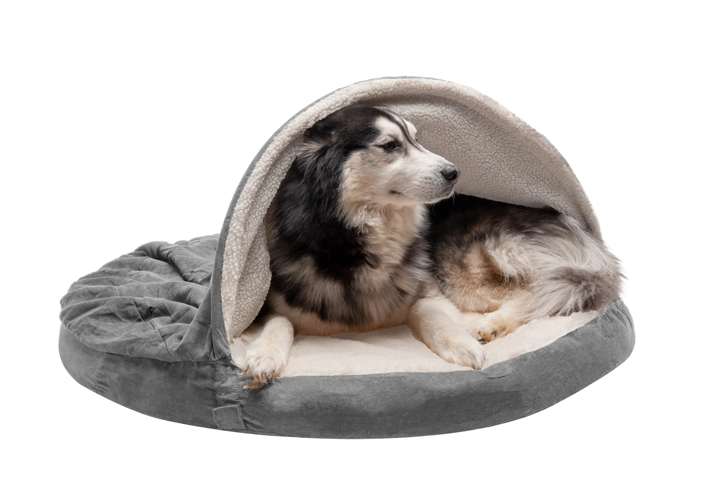 Snuggery Burrow Dog Bed - Faux Sheepskin