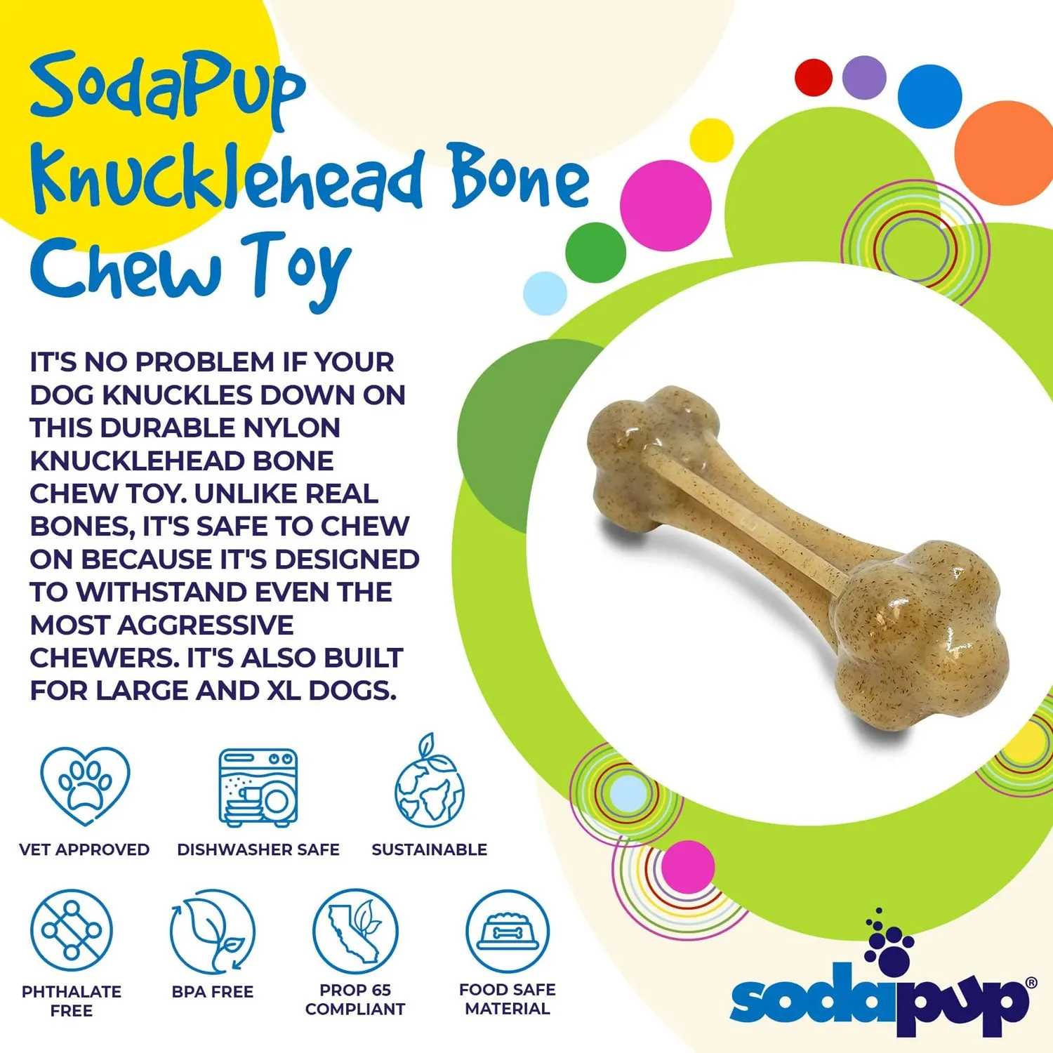 SodaPup Knuckle Bone Ultra Durable Nylon Dog Toy