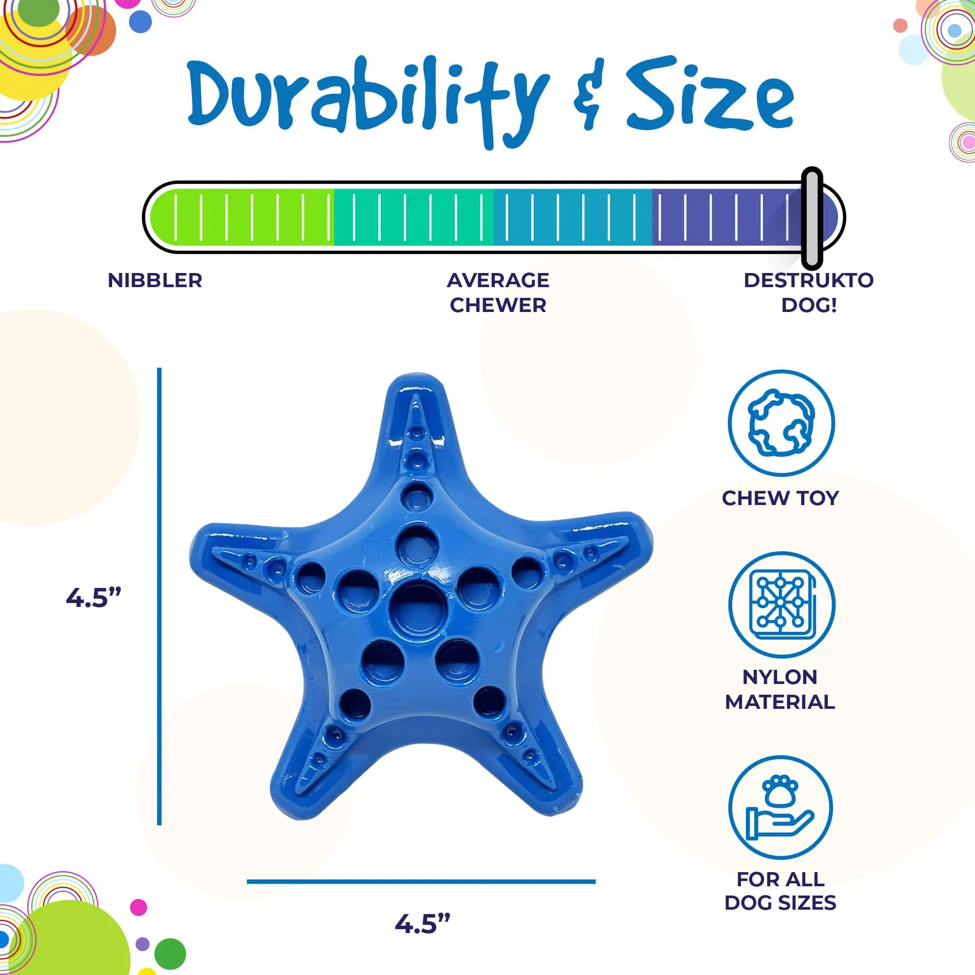 Starfish Ultra Durable Nylon Dog Chew Toy for Aggressive Chewers