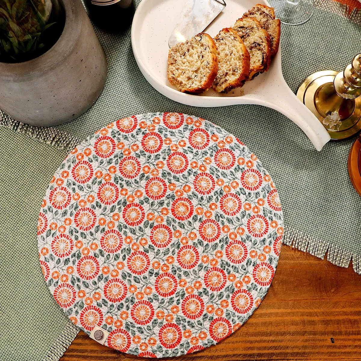 Tangerine Round Mat - Set of 2