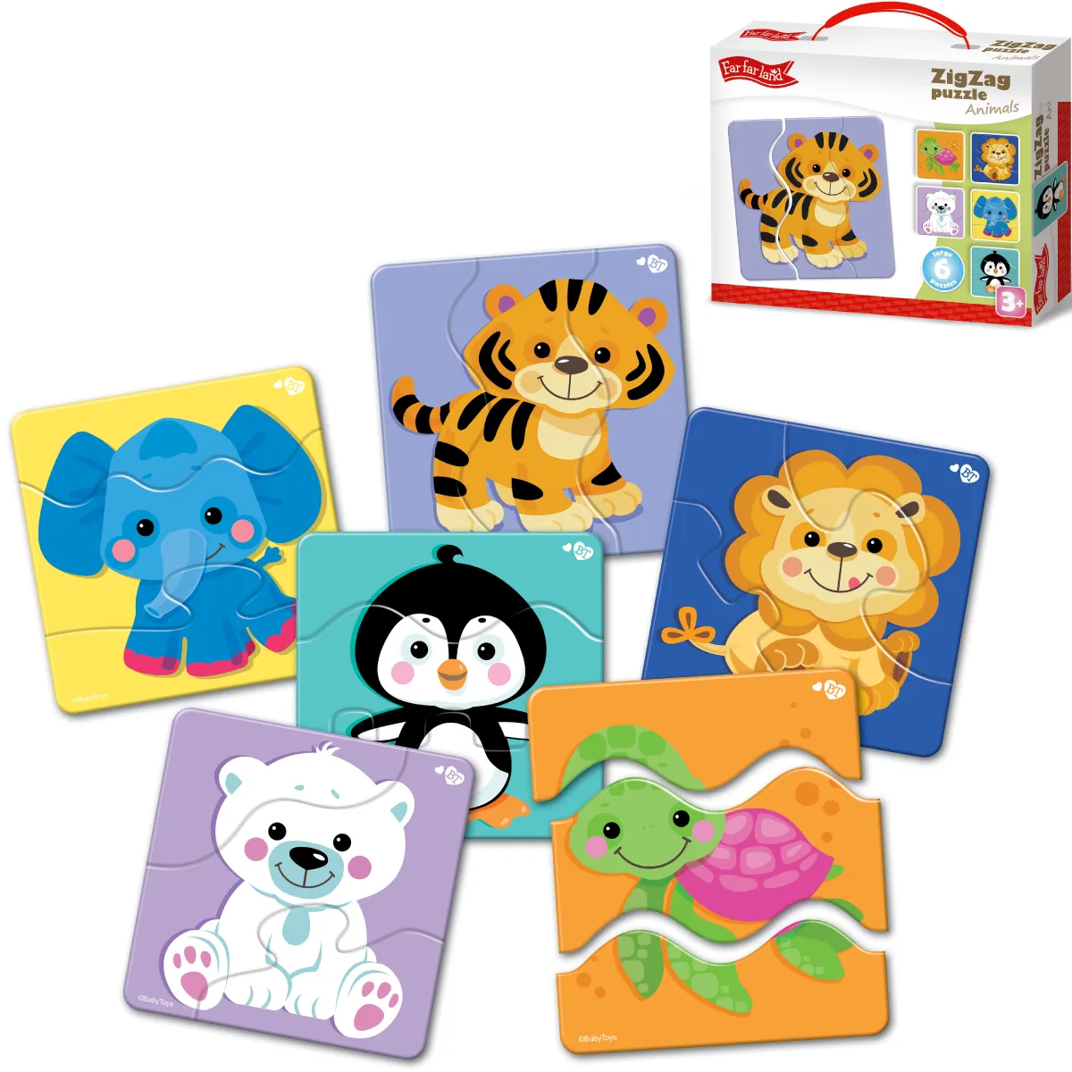 Toddler Puzzles for 2  Years - Zigzag Animals Zoo Double Jigsaw - Montessori Toys - Colorful, Creative, Educational