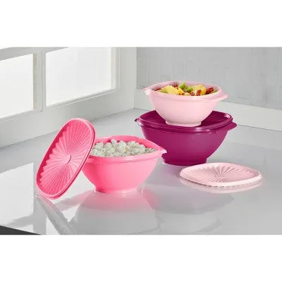 Tupperware Heritage 3pc Plastic Food Storage Container Set Pink