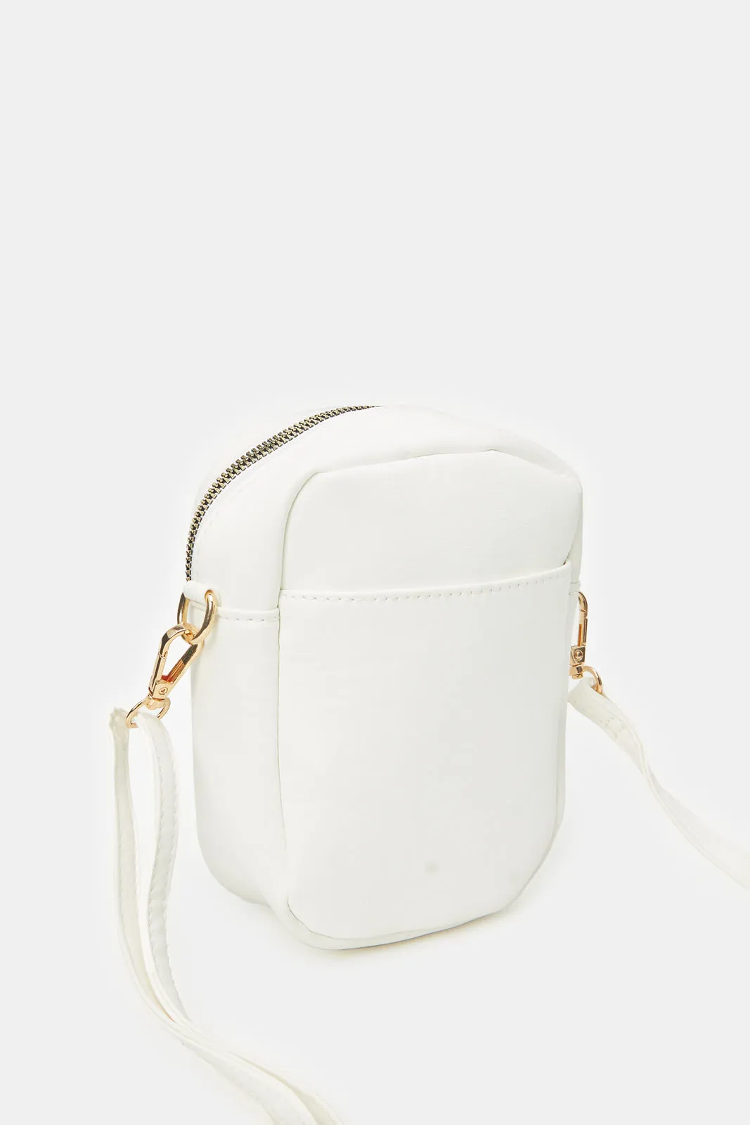 Women White Plain Mobile Bag