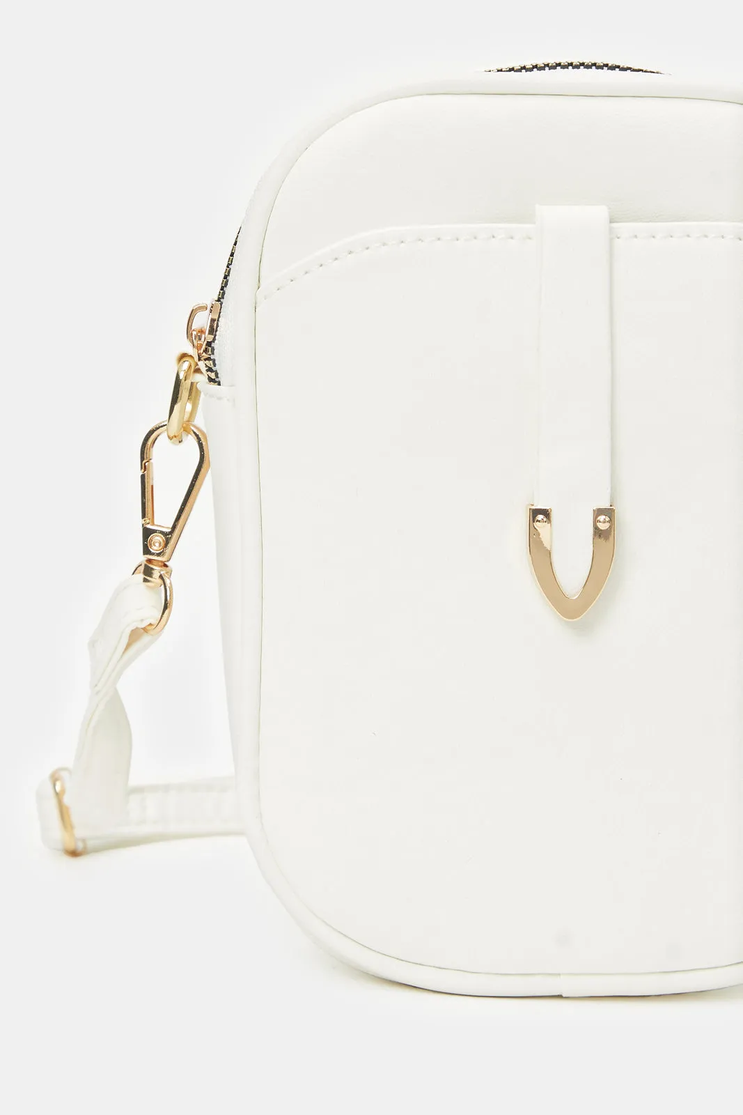 Women White Plain Mobile Bag